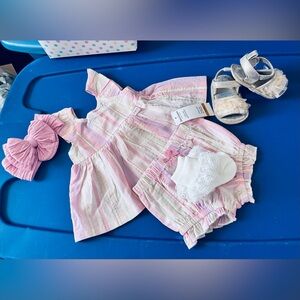 Juicy Couture Pink and White Striped Baby Set